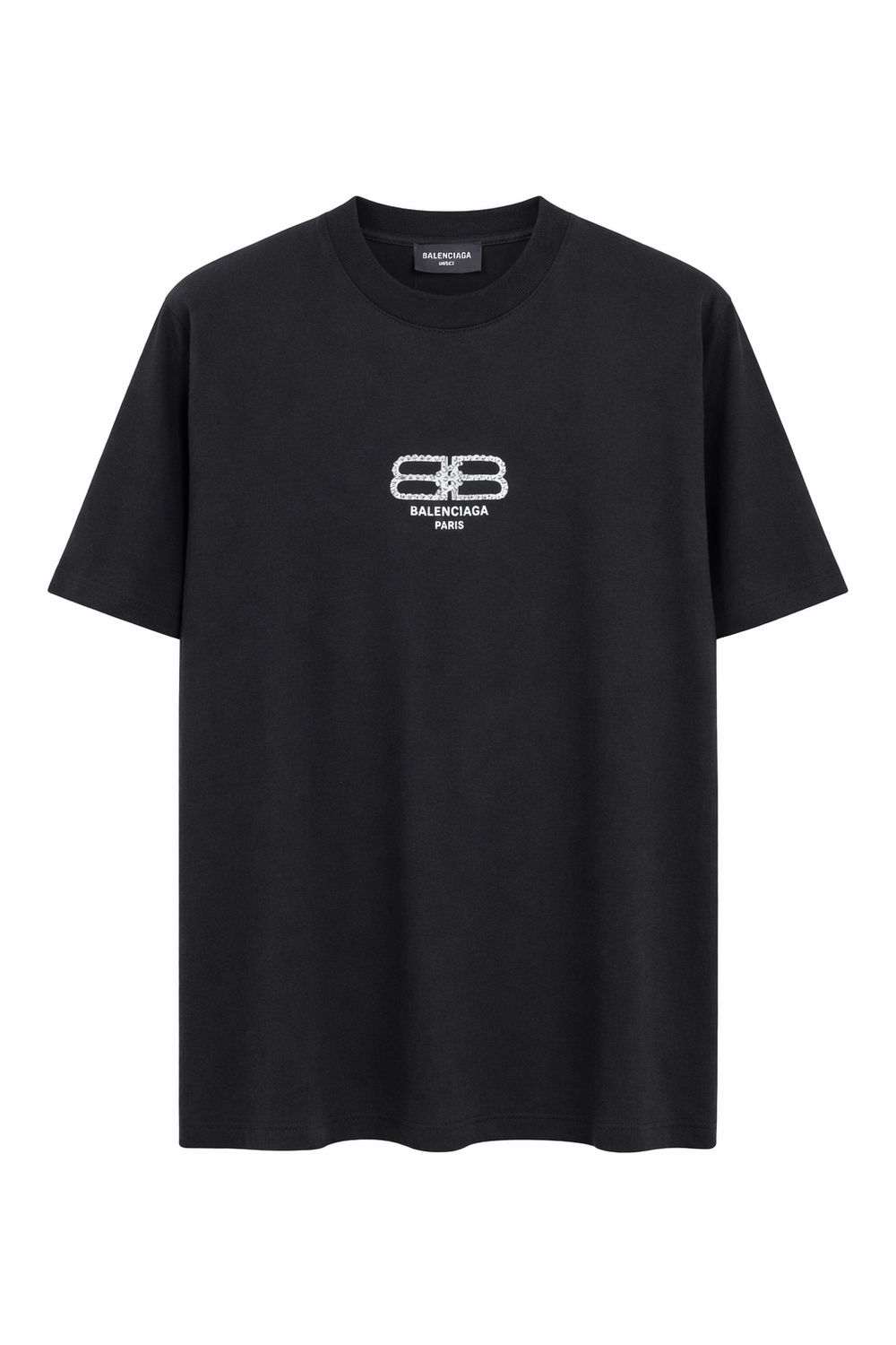 Balenciaga black BB logo men's t-shirt front view luxury designer cotton t-shirt Balenciaga Paris