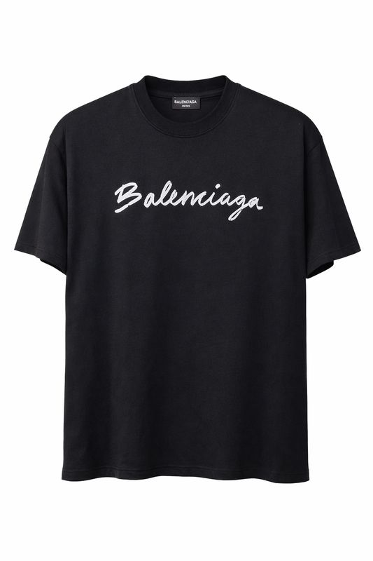 Balenciaga Black Script Logo T-Shirt Luxury tee shirt mens 