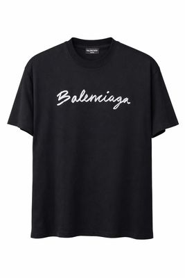 Balenciaga Black Script Logo T-Shirt Luxury tee shirt mens 