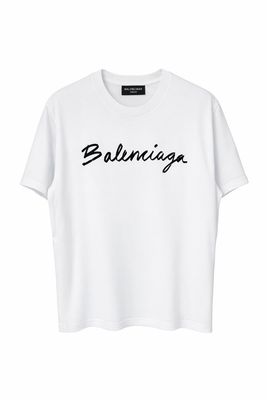 Balenciaga white logo t-shirt for men luxury designer oversized cotton t-shirt front view