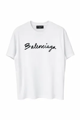 Balenciaga white logo t-shirt for men luxury designer oversized cotton t-shirt front view