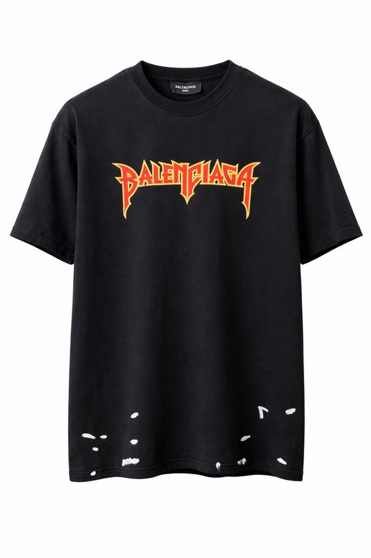 Balenciaga black flame logo t-shirt front view luxury designer men’s cotton streetwear studio product image
