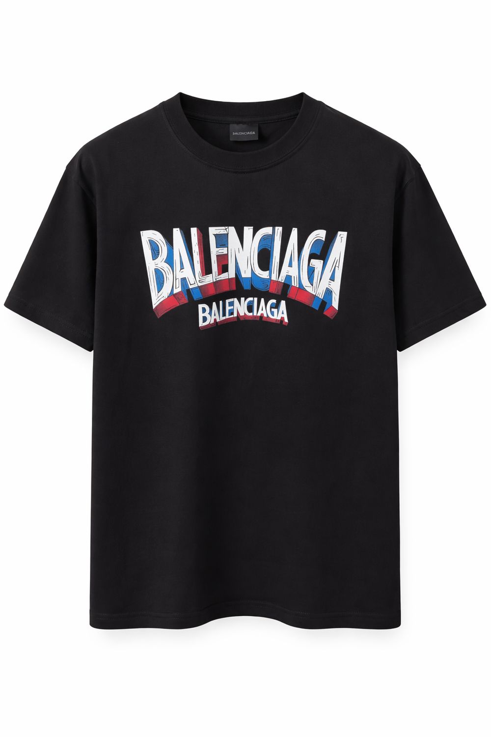Balenciaga black logo t-shirt front view luxury men’s designer t-shirt minimalist studio product image