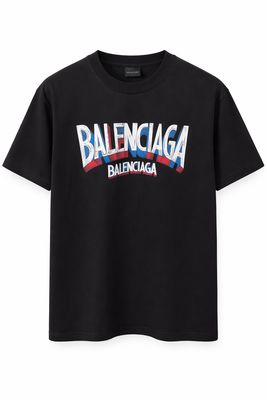 Balenciaga black logo t-shirt front view luxury men’s designer t-shirt minimalist studio product image