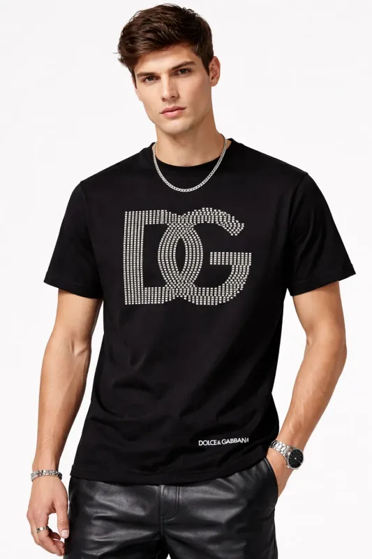 Dolce Gabbana DG logo black designer t shirts men luxury cotton fashion model style