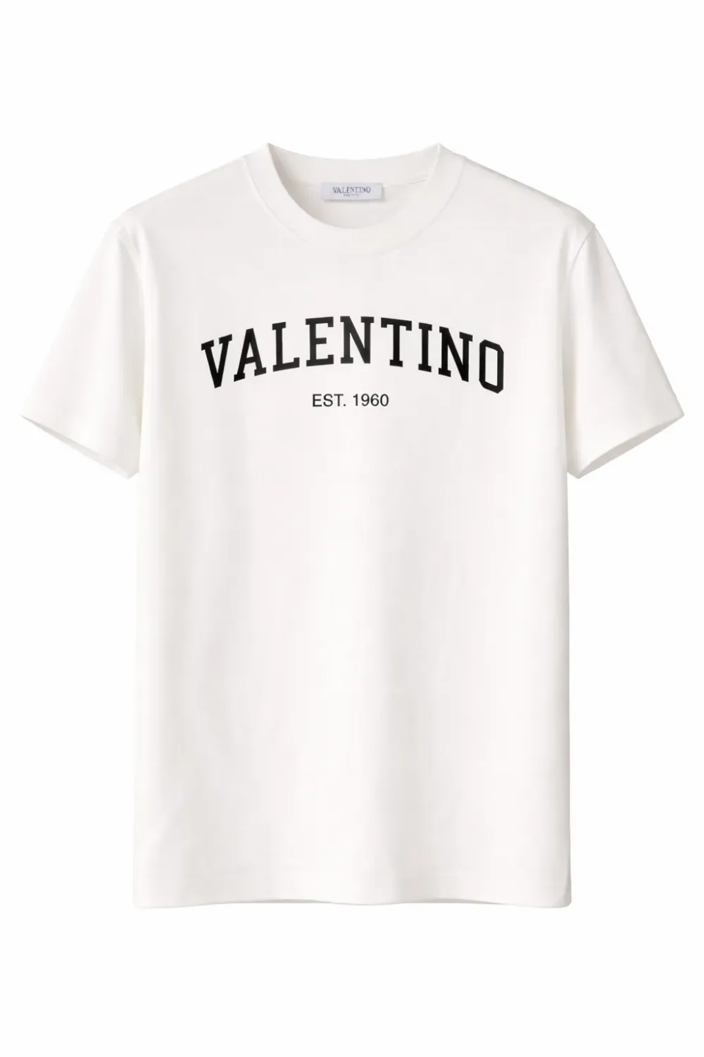 Valentino white mens t shirt front catalog main image with black logo print
