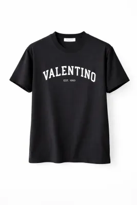 Valentino black mens tees front catalog main image with white logo print