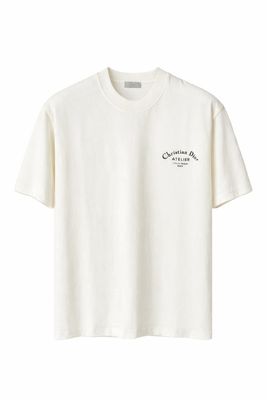 Christian Dior Atelier cream men's designer t-shirt luxury cotton short sleeve Dior logo t-shirt premium designer clothing fo