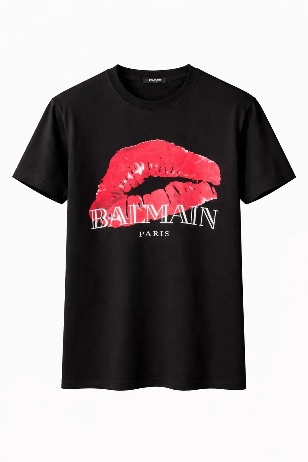Balmain t shirt men's black lips logo men's designer t shirt luxury style