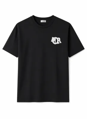 Dior small logo black t shirt men front catalog clean studio minimal product image