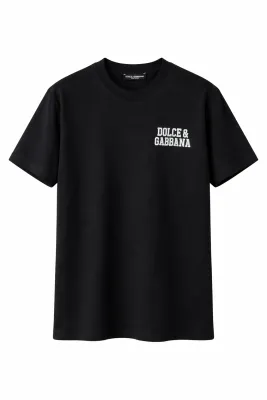 Dolce &amp; Gabbana black designer t-shirt with white chest logo luxury men's fashion front product image