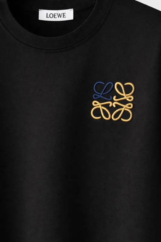 Loewe black minimal logo t shirt men logo close up detail