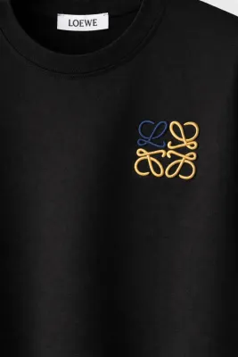 Loewe black minimal logo t shirt men logo close up detail