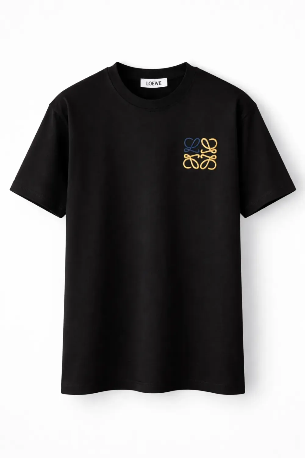 Loewe black minimal logo t shirt men catalog front view
