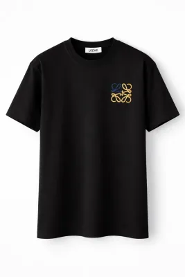 Loewe black minimal logo t shirt men catalog front view