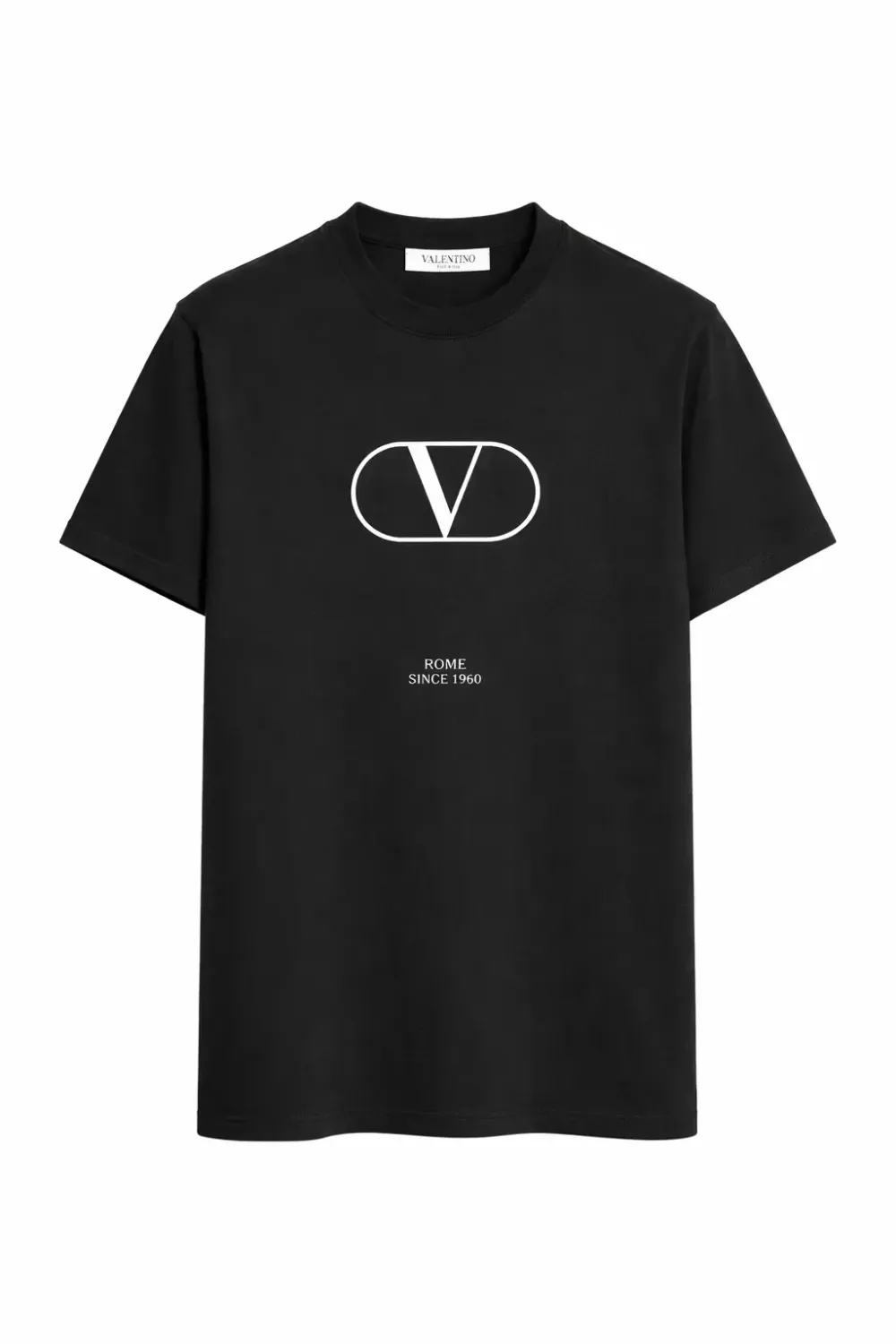 Valentino Garavani black t shirt mens front catalog view with V logo