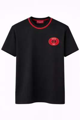 Gucci black red badge tee men front catalog clean studio view