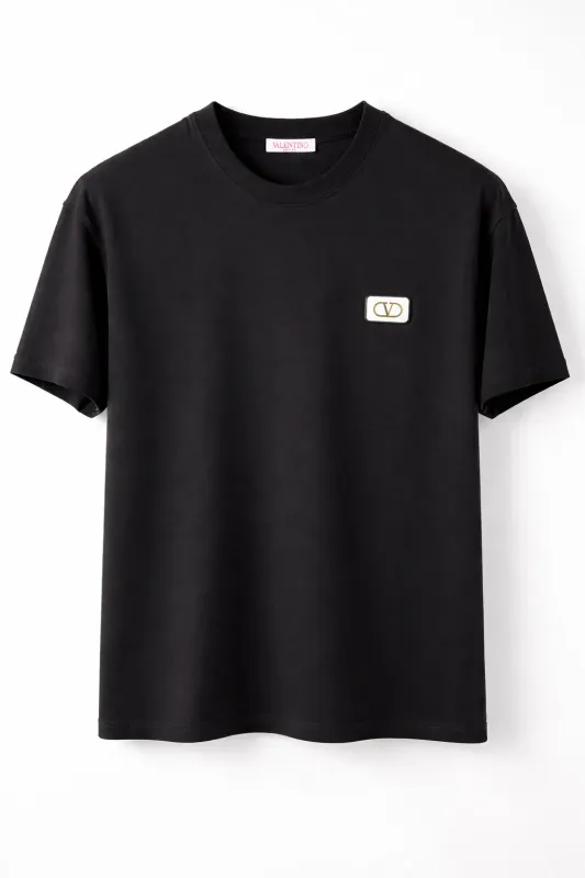Valentino Garavani minimal logo black t shirt men front view product image