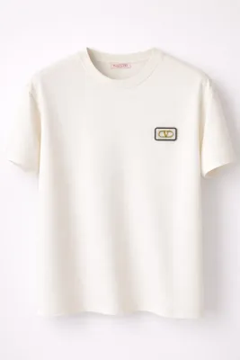 Valentino minimal logo white tee shirt men front view product image