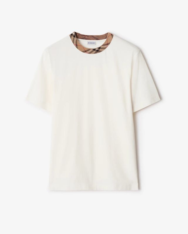 Burberry Check Trim Cotton T-shirt