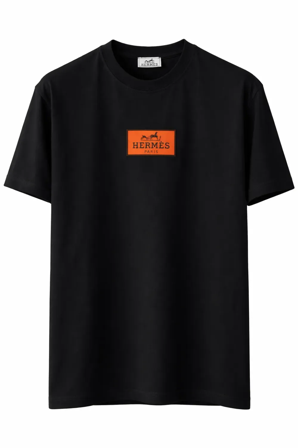 Hermes black minimal logo t shirt front catalog image for men