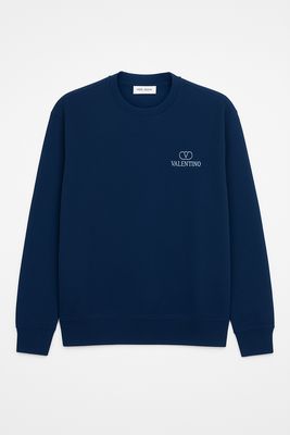 Valentino Navy Blue Logo Print Sweatshirt