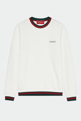 Gucci Logo Embroidered White Sweater