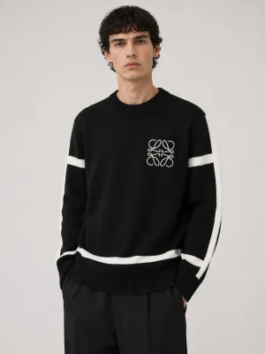 loewe black anagram knitted sweater men model front view oversized fit premium wool minimal luxury outfit style