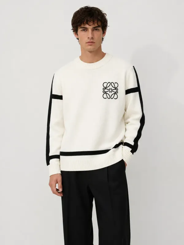 loewe anagram knitted sweater men model front view oversized fit premium wool minimal luxury outfit style