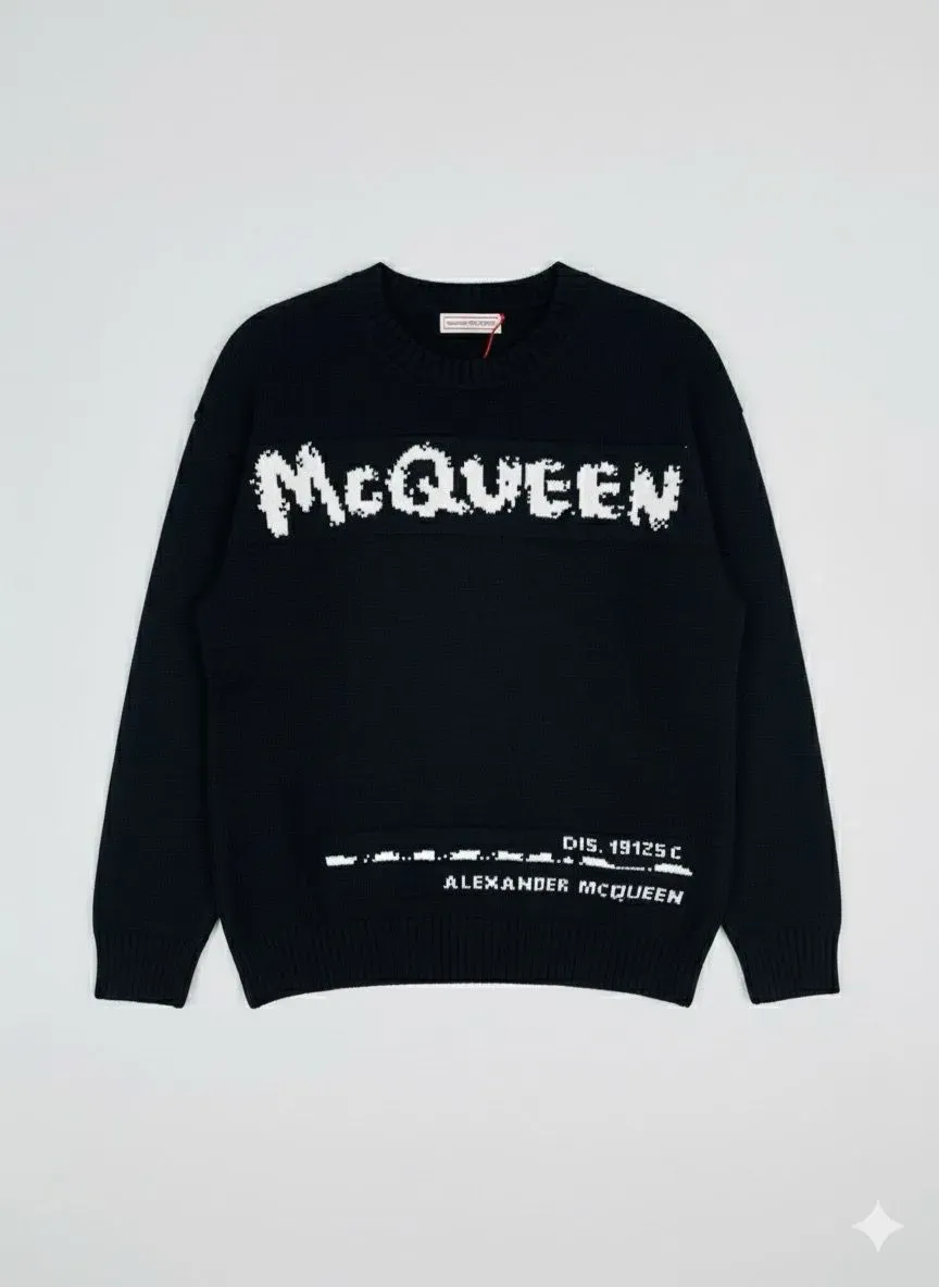 Alexander McQueen black logo sweater designer knitwear men luxury fashion pullover, designer men's sweater