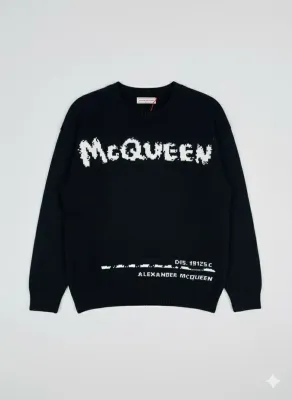 Alexander McQueen black logo sweater designer knitwear men luxury fashion pullover, designer men's sweater