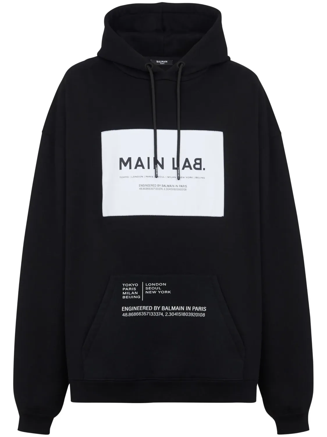 balmain logo printed black hoodie mens,designer hoodie mens,luxury hoodie mens,