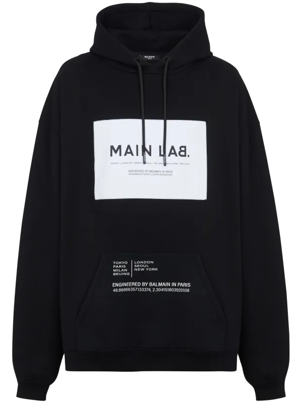 balmain logo printed black hoodie mens,designer hoodie mens,luxury hoodie mens,