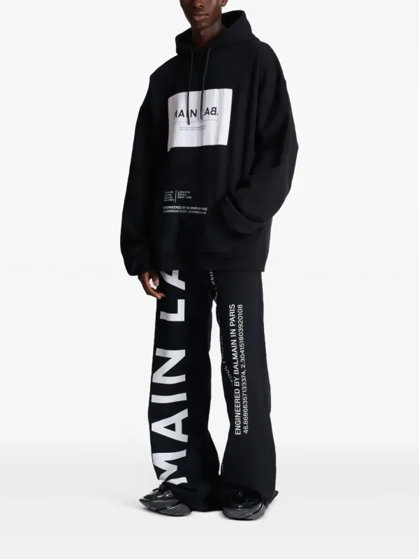 balmain logo print hoodie men front view oversized fit premium cotton clean design