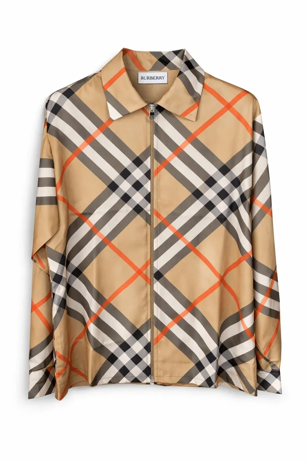 Burberry beige check long sleeve zip shirt men luxury designer fashion shirt