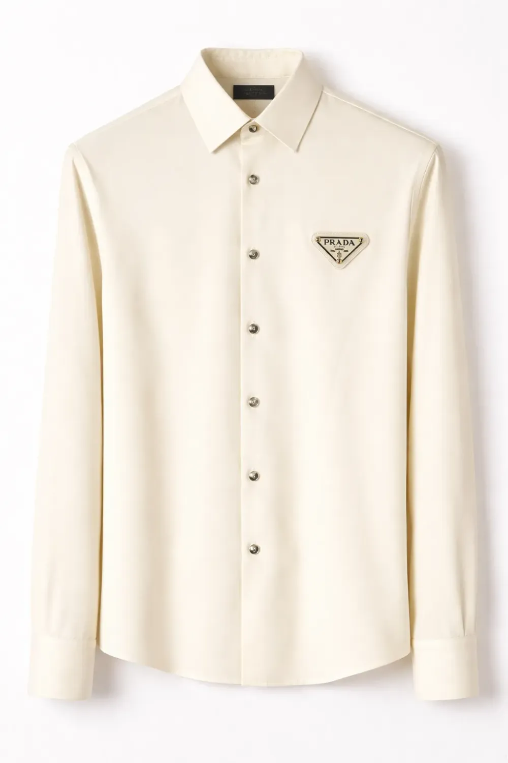 Prada cream long sleeved shirt mens front catalog studio product image