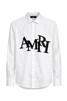 Amiri white long sleeve designer shirt mens luxury logo button up premium cotton