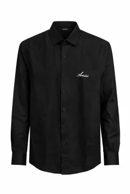 Amiri minimal logo black long sleeve shirt mens luxury designer cotton button up
