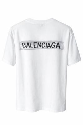 Balenciaga white tape logo t-shirt back view for men, oversized luxury designer tee with large back logo print