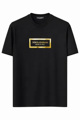 dolce gabbana metal logo black designer t shirt for men luxury italian fashion