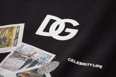 Dolce Gabbana DG logo luxury men's t-shirts black designer cotton fabric macro detail