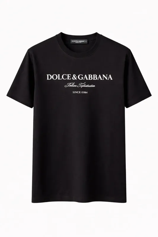 Dolce and Gabbana t shirt black designer logo print mens luxury cotton tee