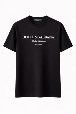Dolce and Gabbana t shirt black designer logo print mens luxury cotton tee