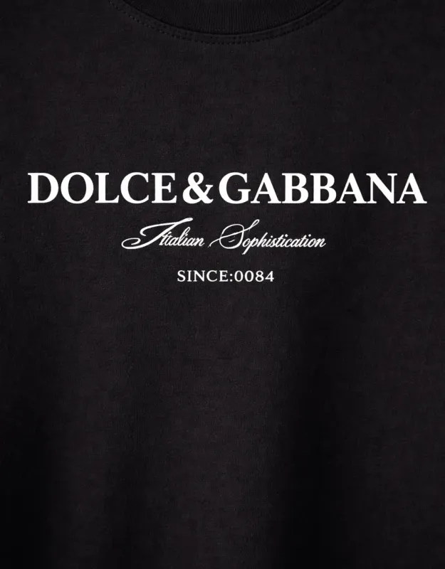 Dolce Gabbana designer logo t shirt black luxury mens tee logo print close up