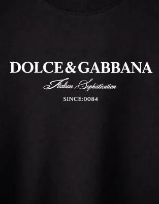 Dolce Gabbana designer logo t shirt black luxury mens tee logo print close up