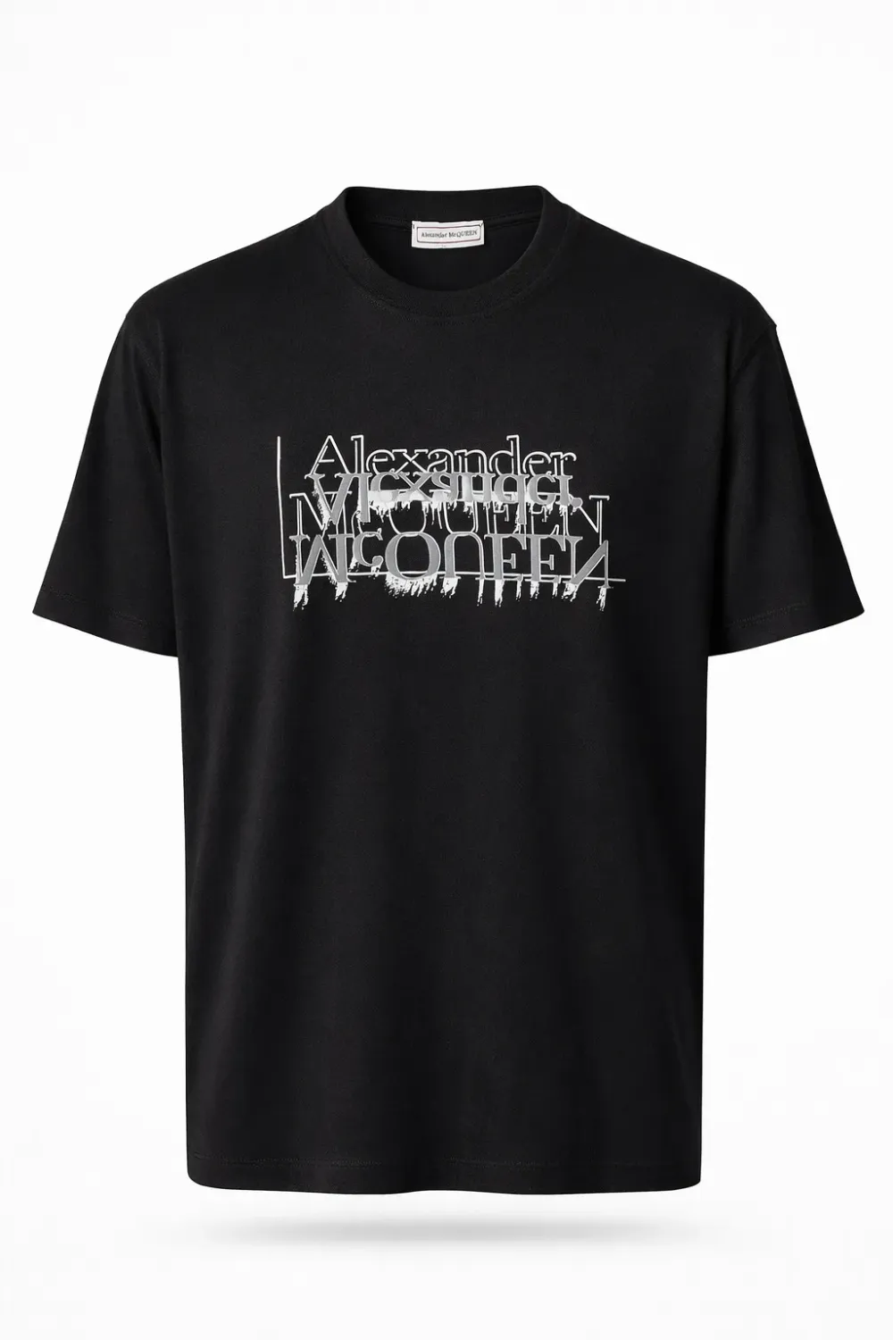 Alexander McQueen mens t shirt black designer t shirt logo detail luxury casual style