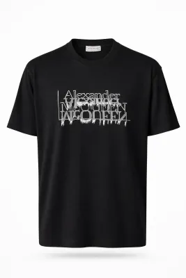 Alexander McQueen mens t shirt black designer t shirt logo detail luxury casual style