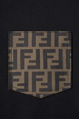 Fendi black men’s t shirt with FF monogram pocket detail luxury designer cotton tee designer shirts for men 