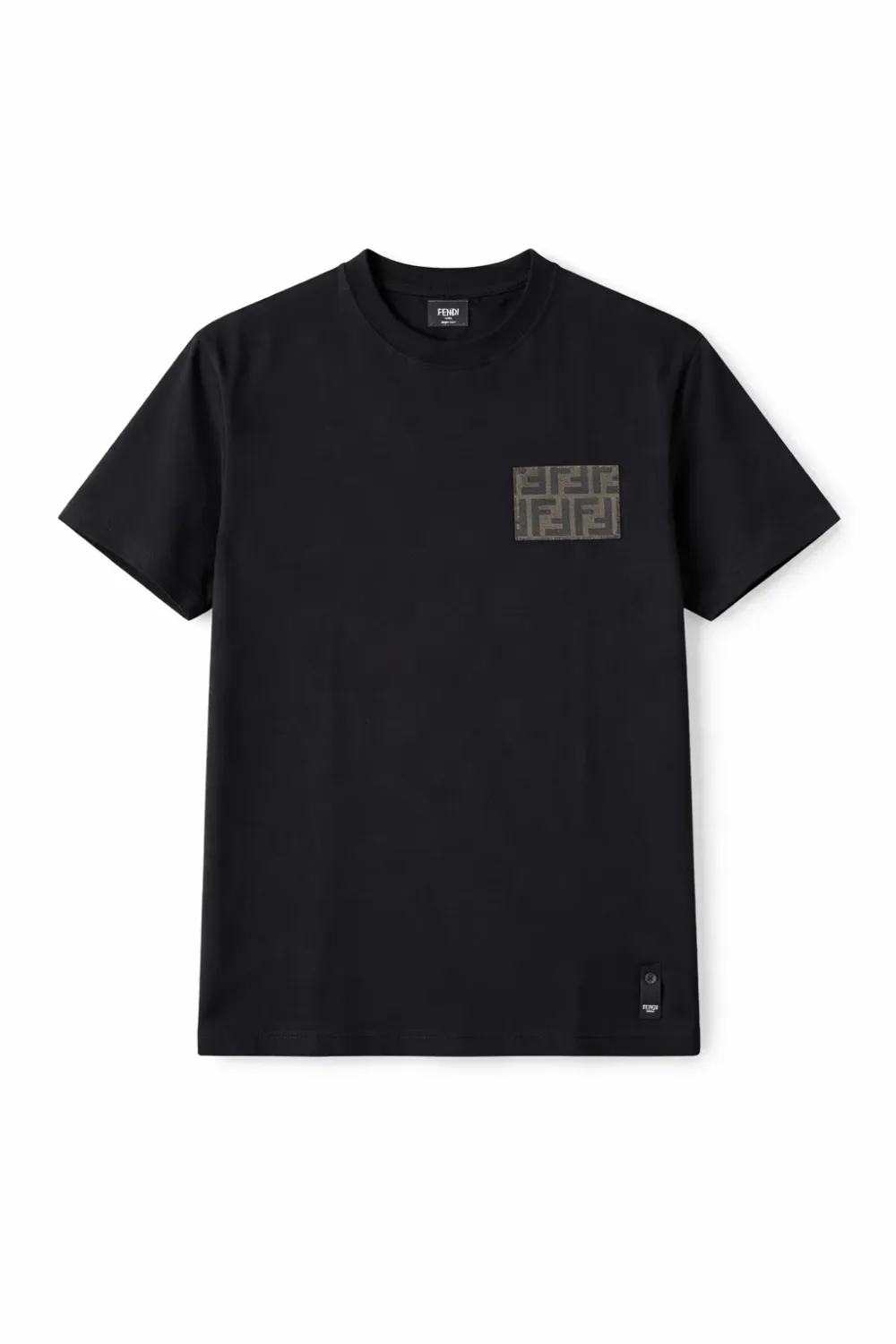 Fendi black t shirt men FF logo pocket luxury designer cotton minimalist style,designer t shirts men
