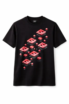 Fendi black men’s t shirt with 3D FF print logo red graphic luxury designer cotton tee